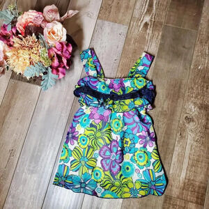 Pogo Club of NY Floral Tank Top Sequin Blouse Girl's Size Medium (7/8)